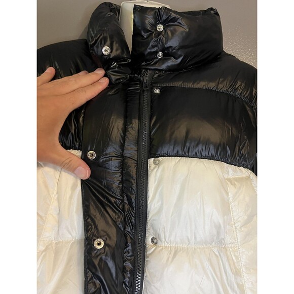 H&M Divided Puffer Jacket Womens Large Winter Coat Colorblock Quilted Insulated - Picture 5 of 9